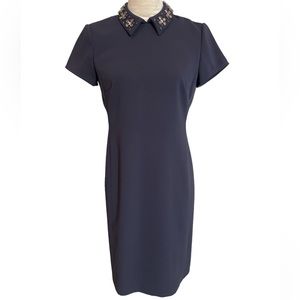 Ann Taylor Navy Blue Jewel Embellished Collar